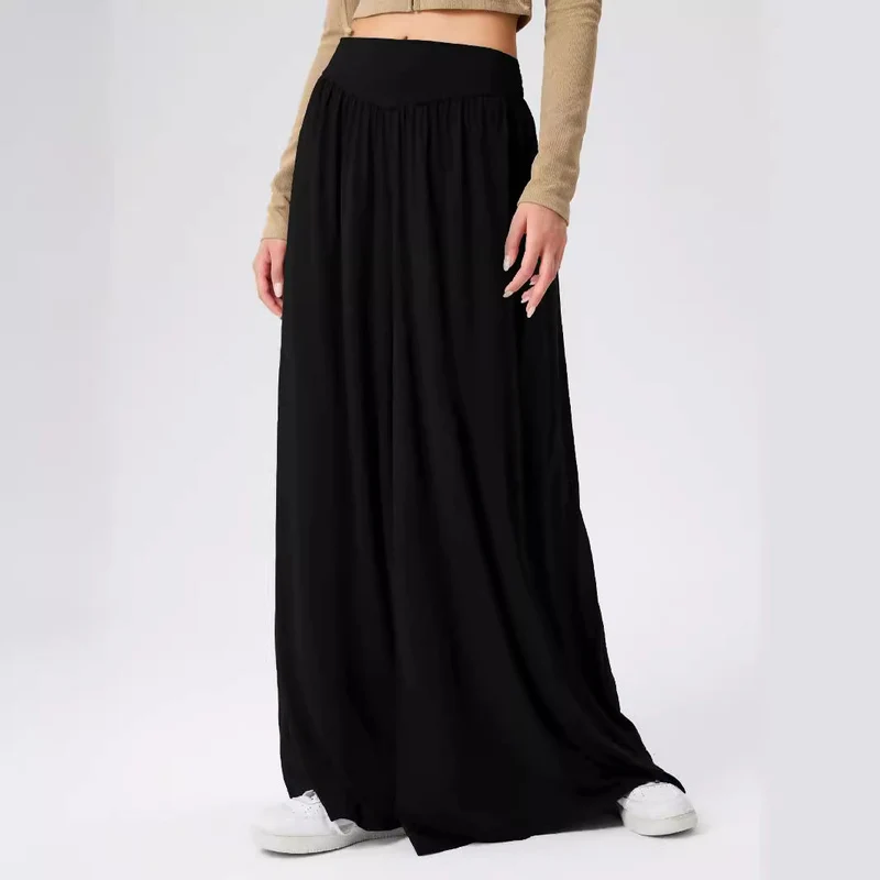 Damen Weit geschnittene Jersey-Hose mit elastischer Taille und elegantem Fall