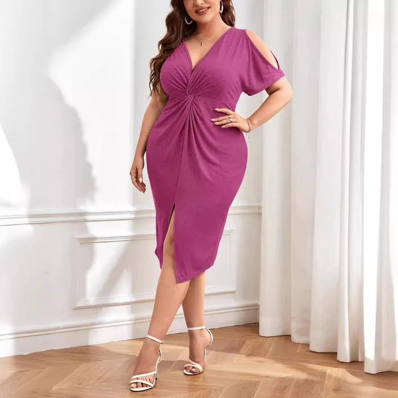 Damen Wickelkleid mit raffiniertem V-Ausschnitt und Trend-Details Nord Taschen