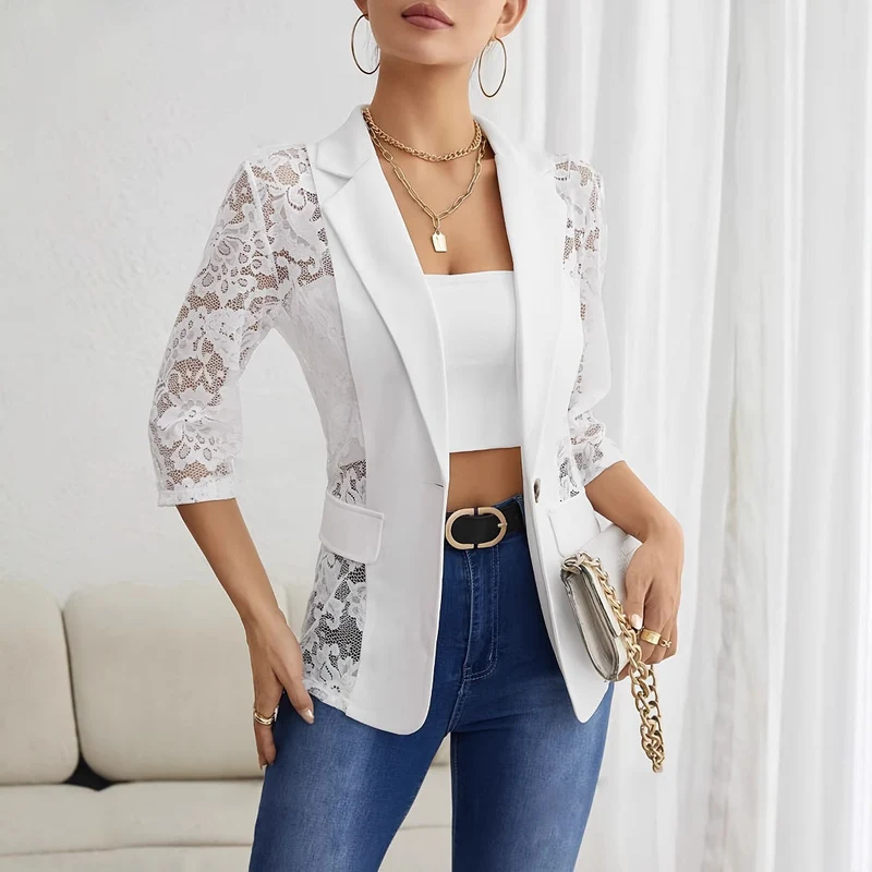 Damen Blazer mit Spitzenärmel und eleganter Passform