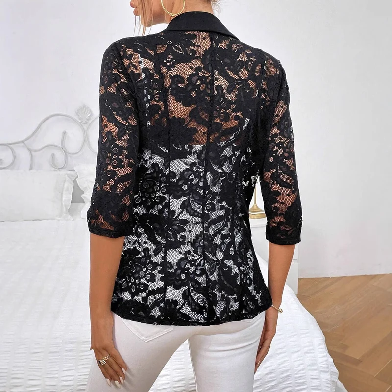 Damen Blazer mit Spitzenärmel und eleganter Passform
