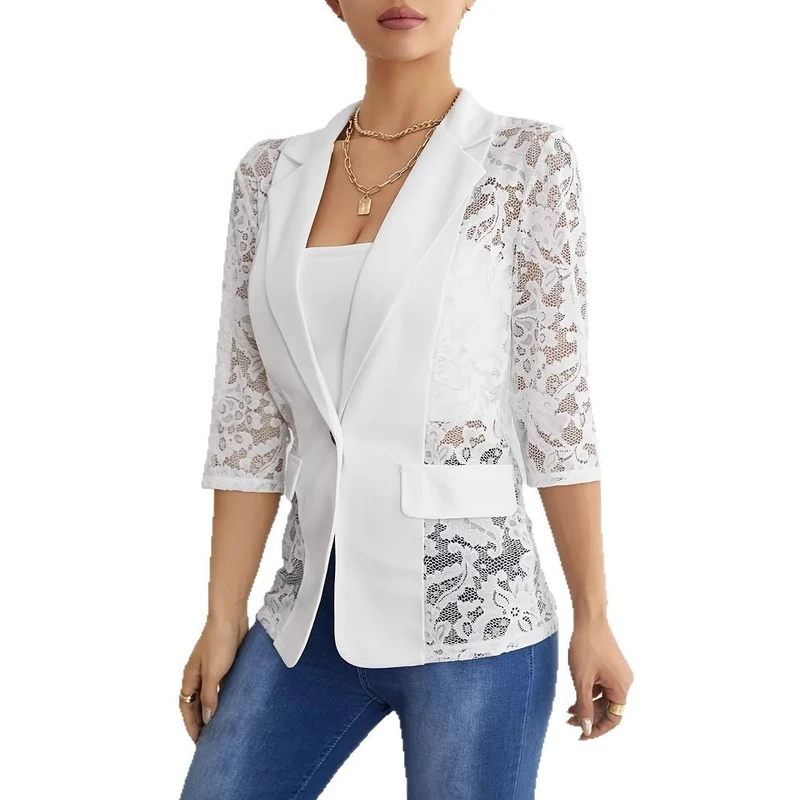 Damen Blazer mit Spitzenärmel und eleganter Passform