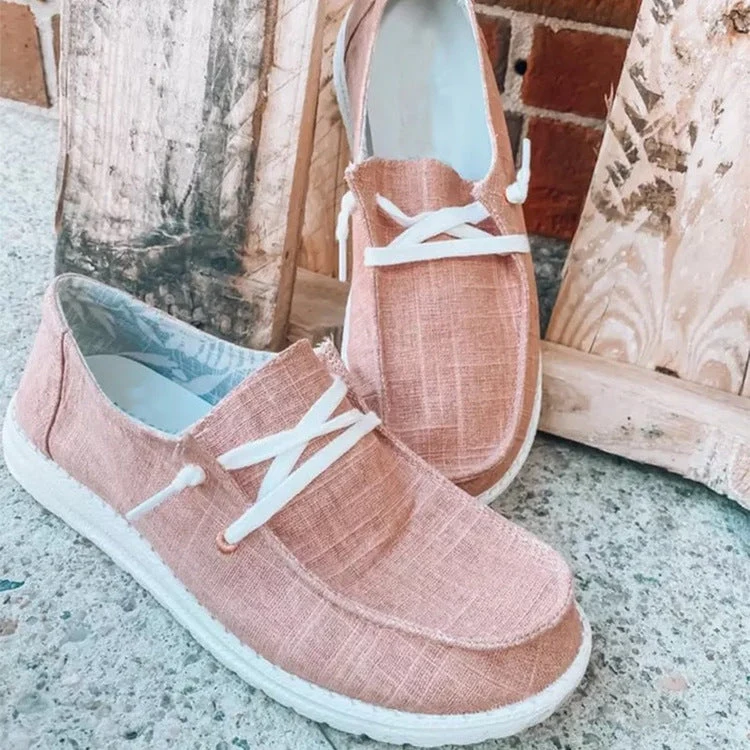 Damen nan Segeltuch-Mokassin-Sneaker mit elastischer Schnürung gepolstertem Komfortfußbett und profilierter Gummisohle