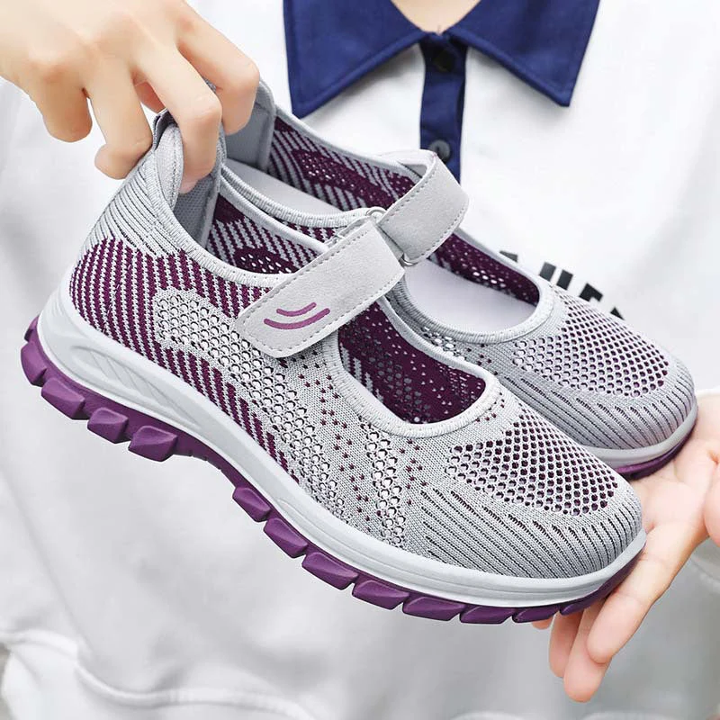 Damen Komfortable Ballerinas mit flexiblem Klettverschluss