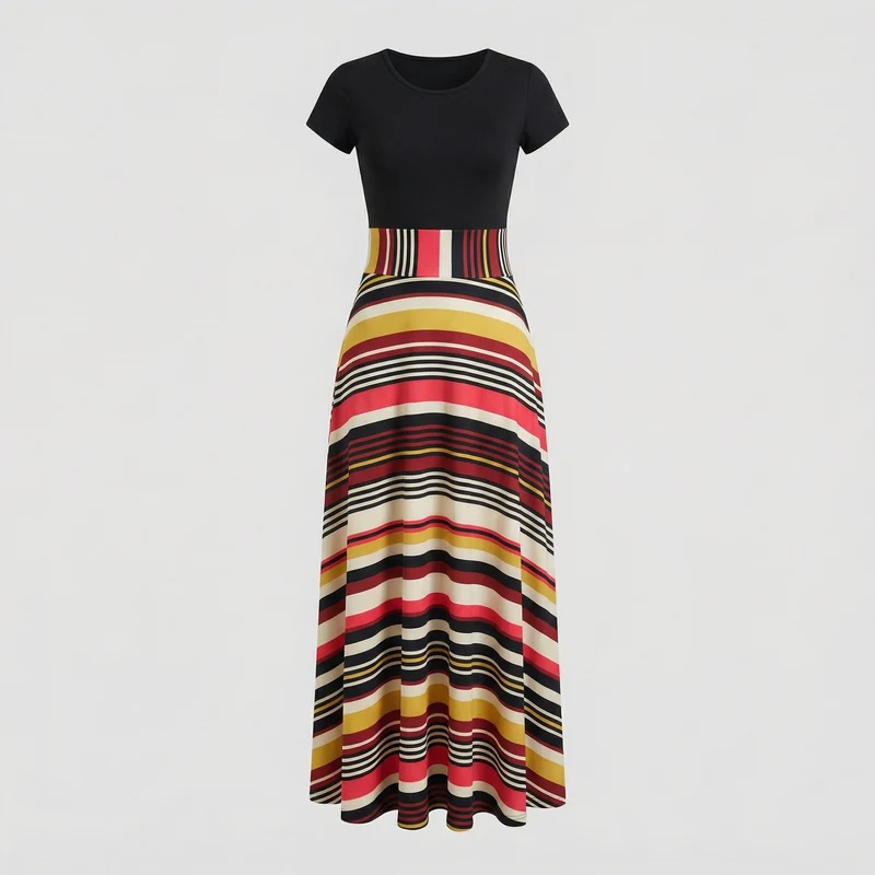 Damen Fließende Florale Jersey-Mischung Maxikleid