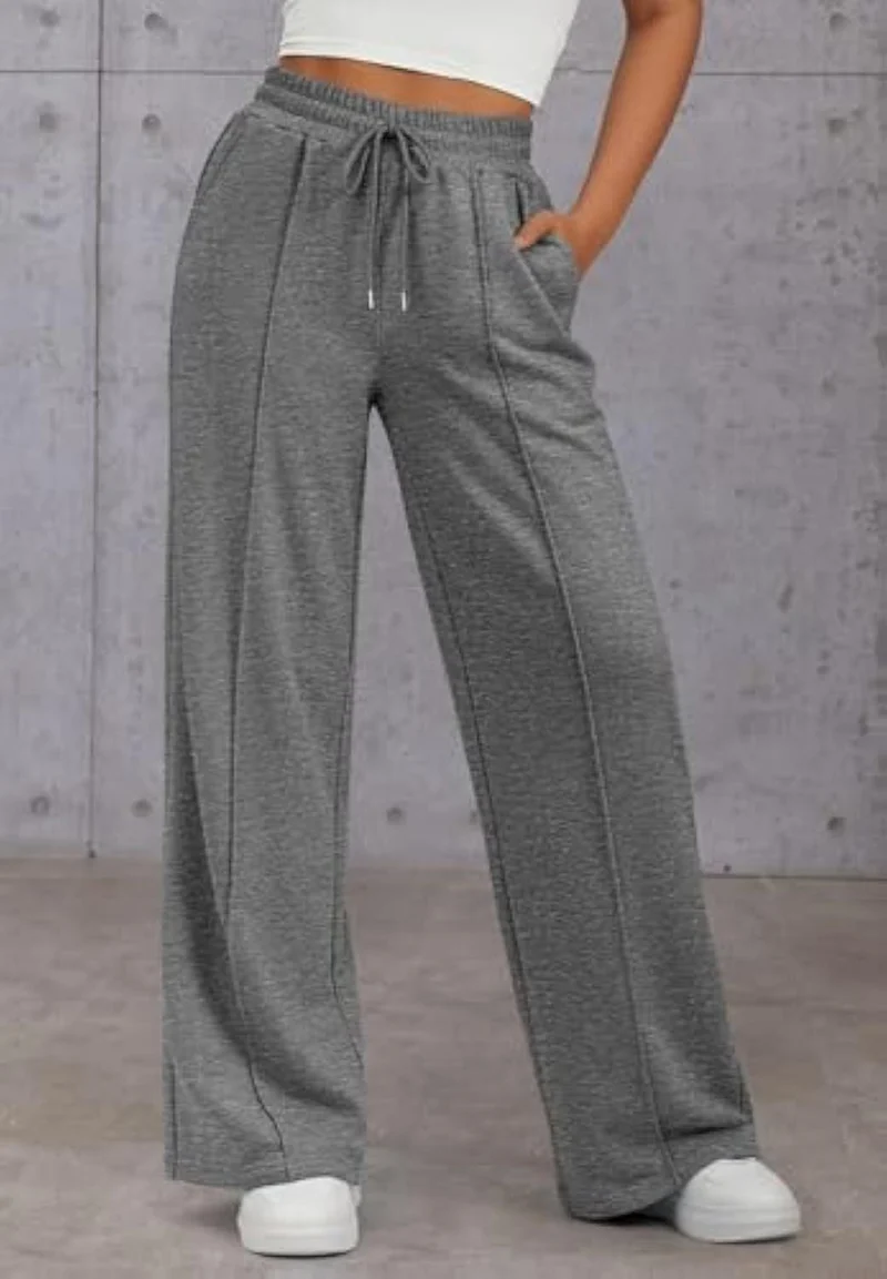 Damen Komfortable Weite Sweatpants mit elastischem Bund und praktischen Taschen