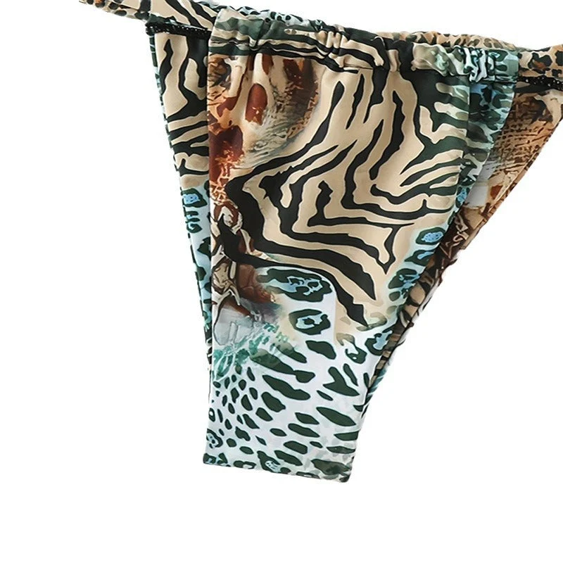 Damen Triangel-Bikini mit einzigartigem Animal-Print und eleganten Bändchen