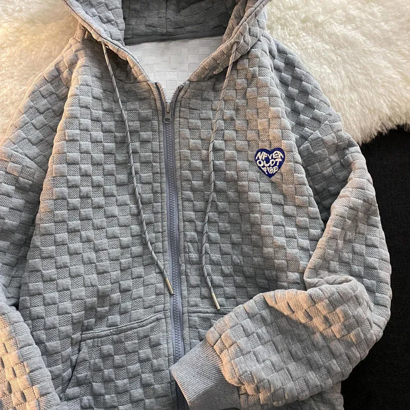 Damen Kapuzenjacke aus strukturiertem Material mit praktischen Taschen und modischem Design