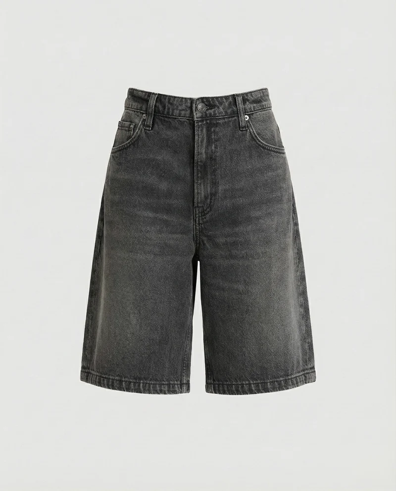 Herren Jeans-Bermuda Weit Knielang Verwaschen