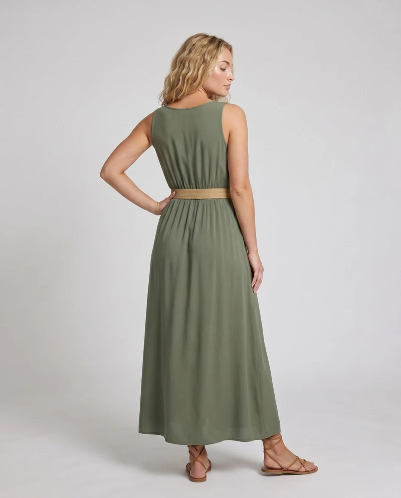 Damen Maxikleid mit Knopfleiste und elegantem Schlitz