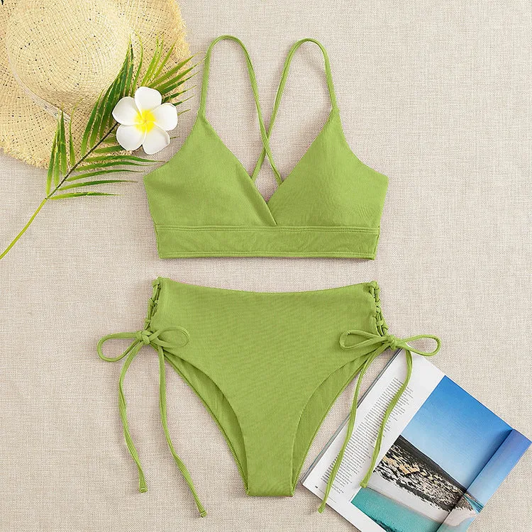 Damen Bikini-Set mit verstellbaren Trägern und raffinierten Schnürdetails