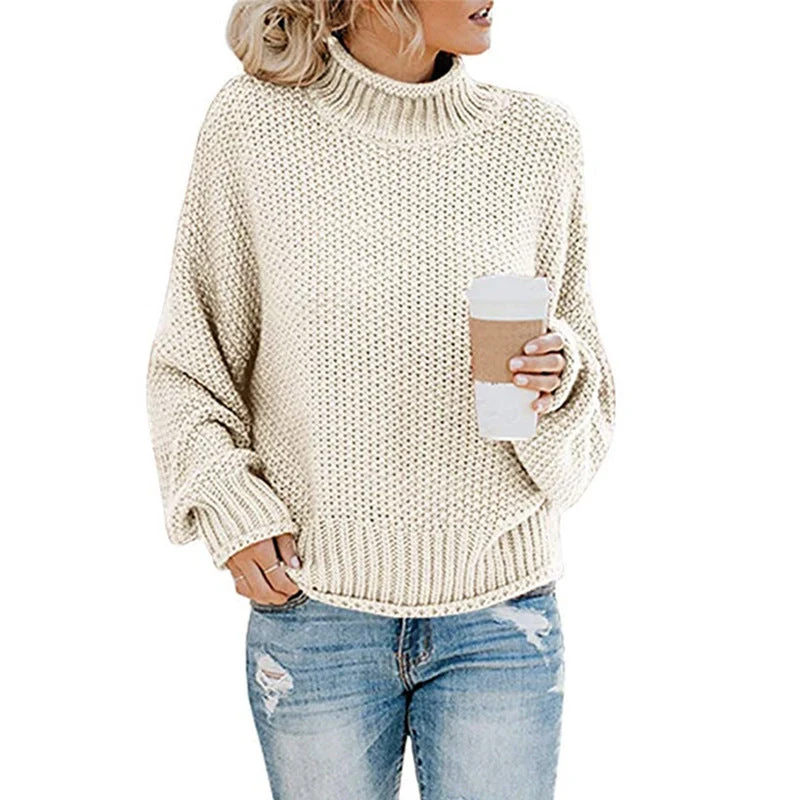 Damen Gemütlicher Pullover mit hohem Kragen und strukturierter Maschenoptik