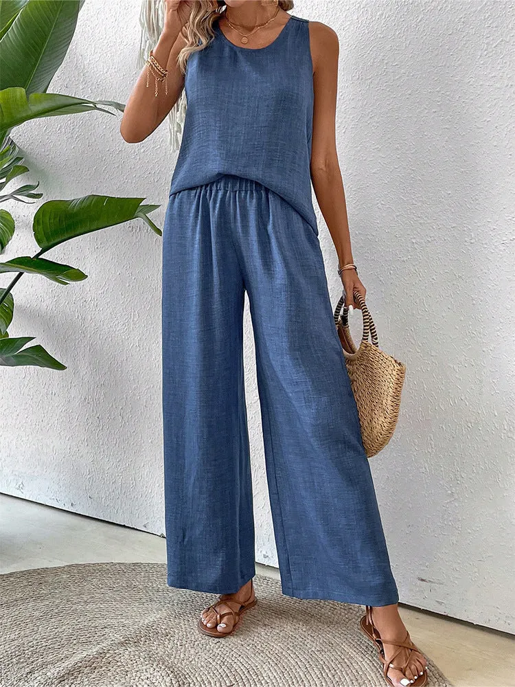 Damen luftiges Sommer-Set mit gehäkeltem Rückenteil und weitem Schnitt