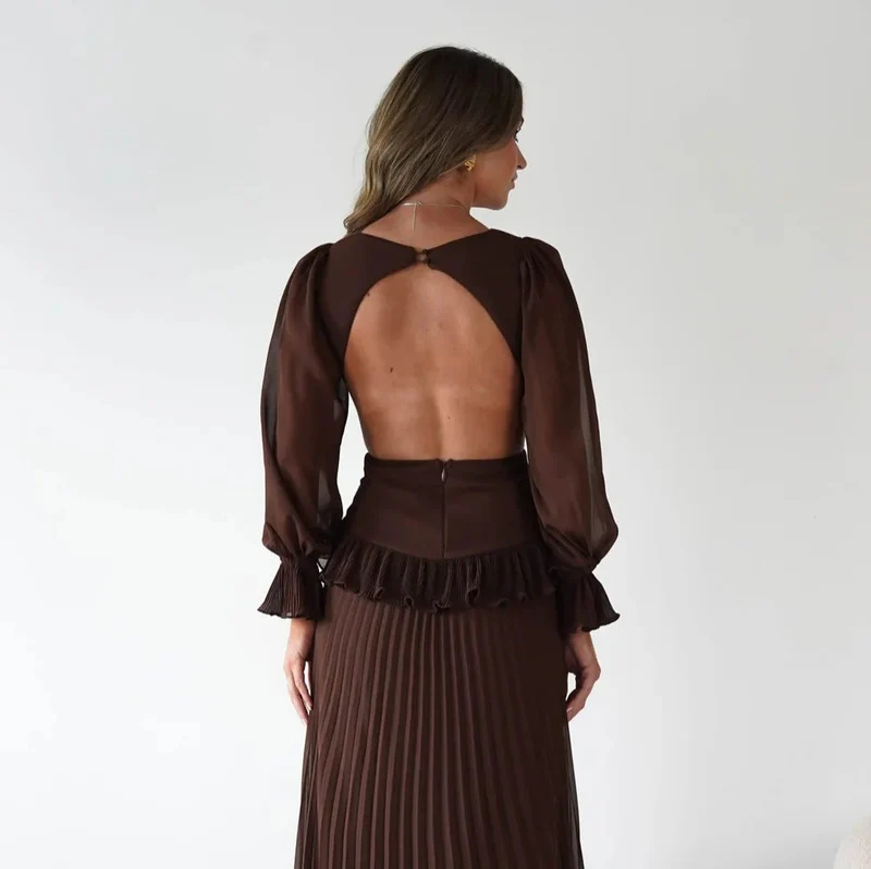 Damen Maxi-Kleid mit weitem Schnitt und Rüschendetails