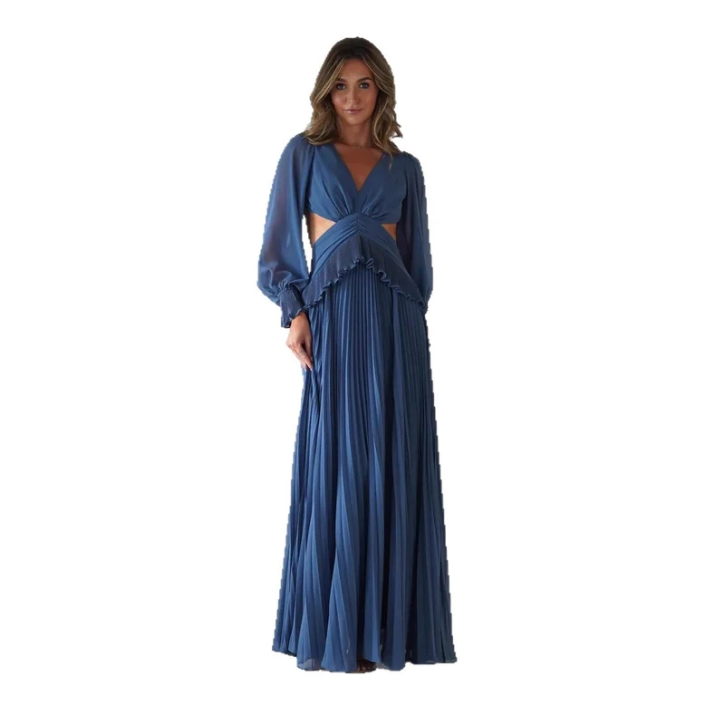 Damen Maxi-Kleid mit weitem Schnitt und Rüschendetails