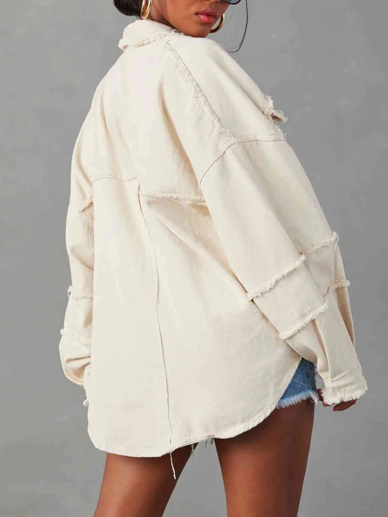 Nord Taschen | Button Down Raw Hem Denim Jacke