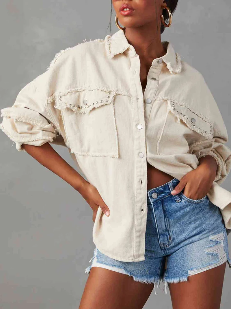 Nord Taschen | Button Down Raw Hem Denim Jacke