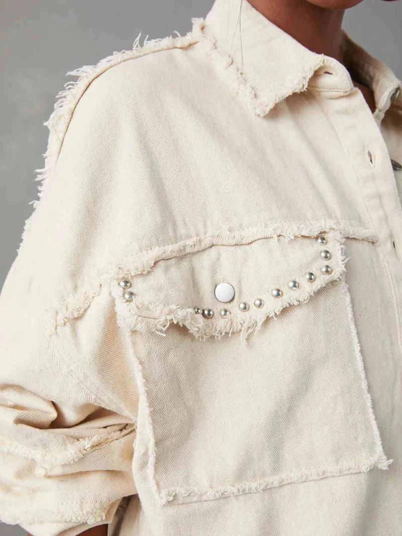 Nord Taschen | Button Down Raw Hem Denim Jacke