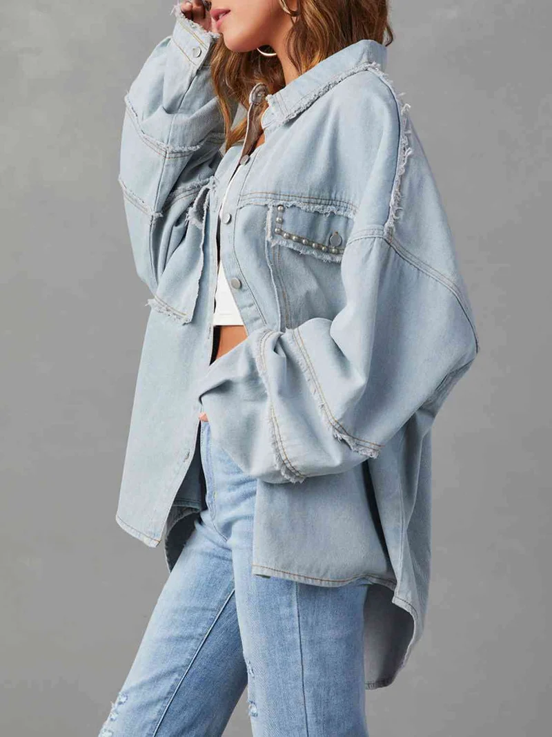 Nord Taschen | Button Down Raw Hem Denim Jacke