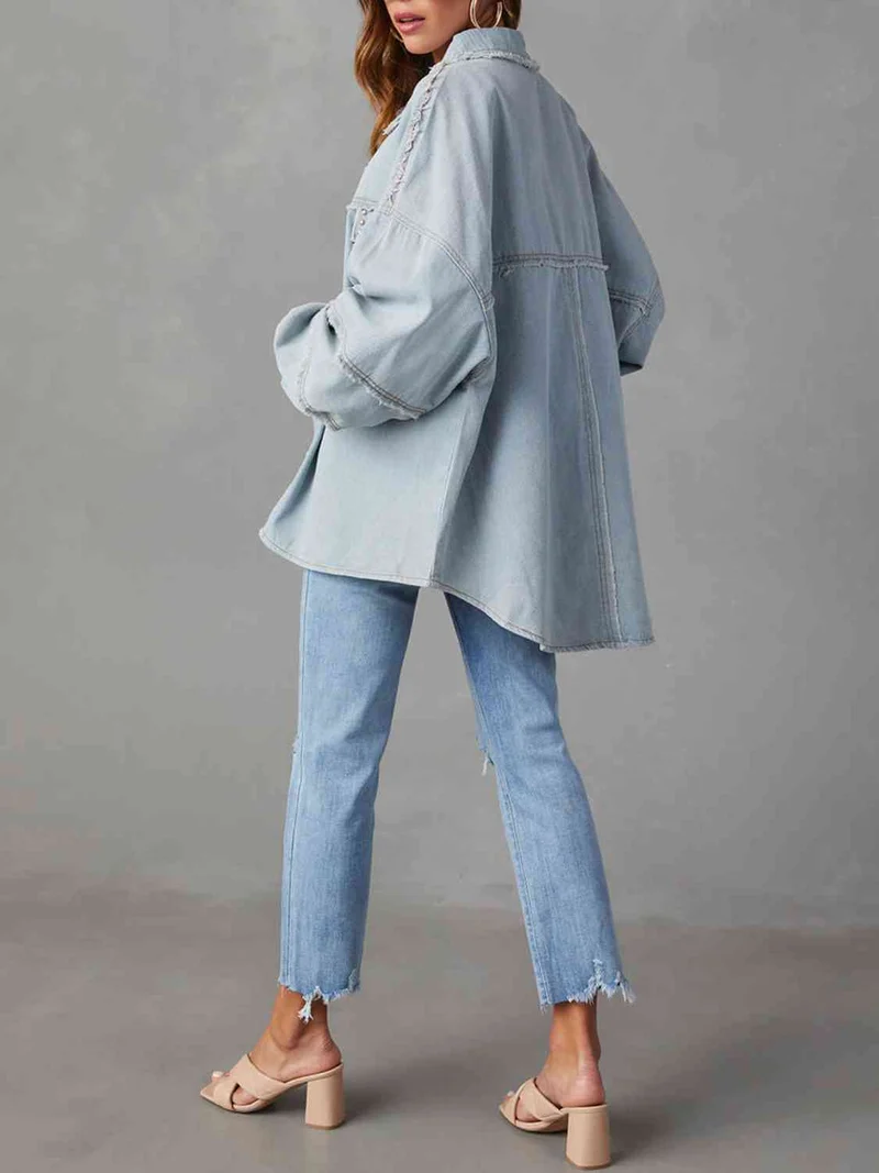Nord Taschen | Button Down Raw Hem Denim Jacke