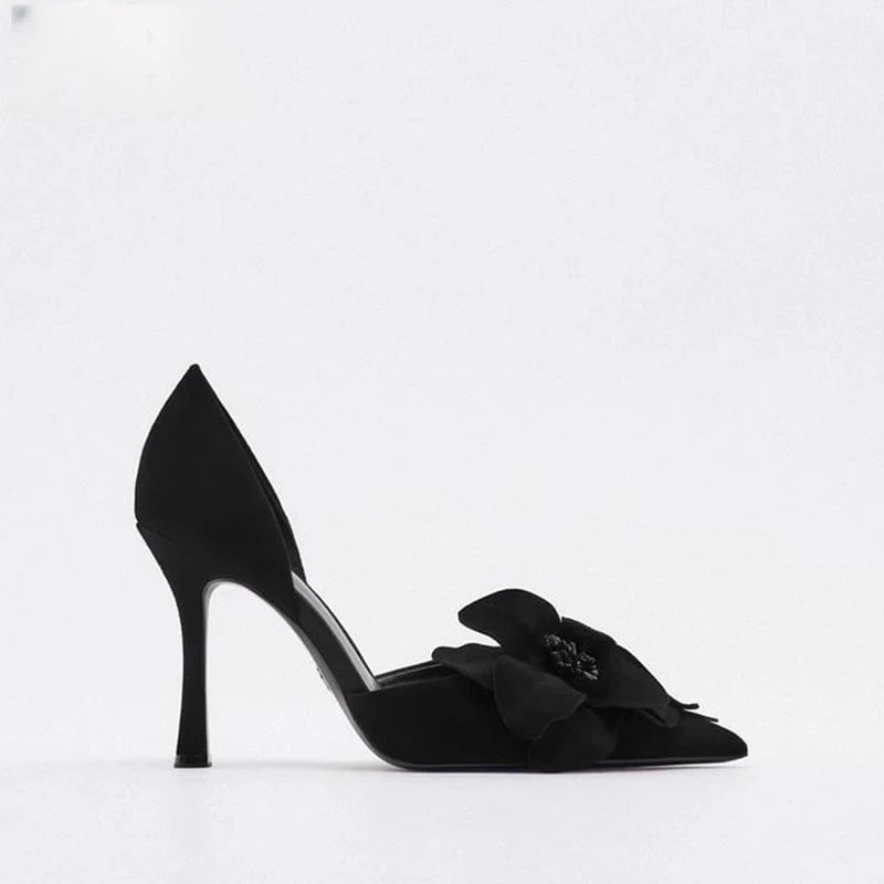 Damen elegante Spitze Pumps mit floralem Design