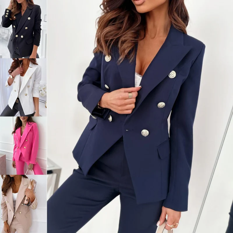 Damen Eleganter Blazer mit doppelter Knopfleiste und goldenen Details Nord Taschen