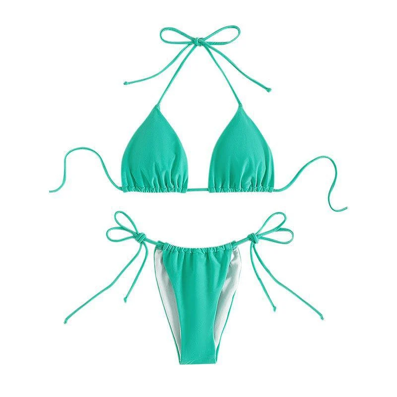 Damen Triangel-Bikini mit verstellbaren Schnürdetails und elastischem Bund Nord Taschen