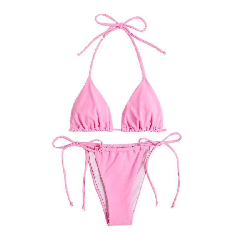 Damen Triangel-Bikini mit verstellbaren Schnürdetails und elastischem Bund Nord Taschen