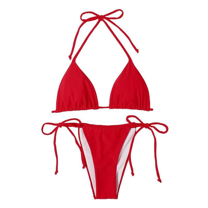 Damen Triangel-Bikini mit verstellbaren Schnürdetails und elastischem Bund Nord Taschen