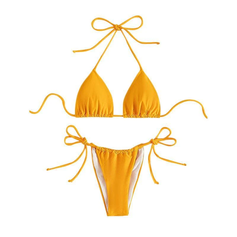 Damen Triangel-Bikini mit verstellbaren Schnürdetails und elastischem Bund Nord Taschen