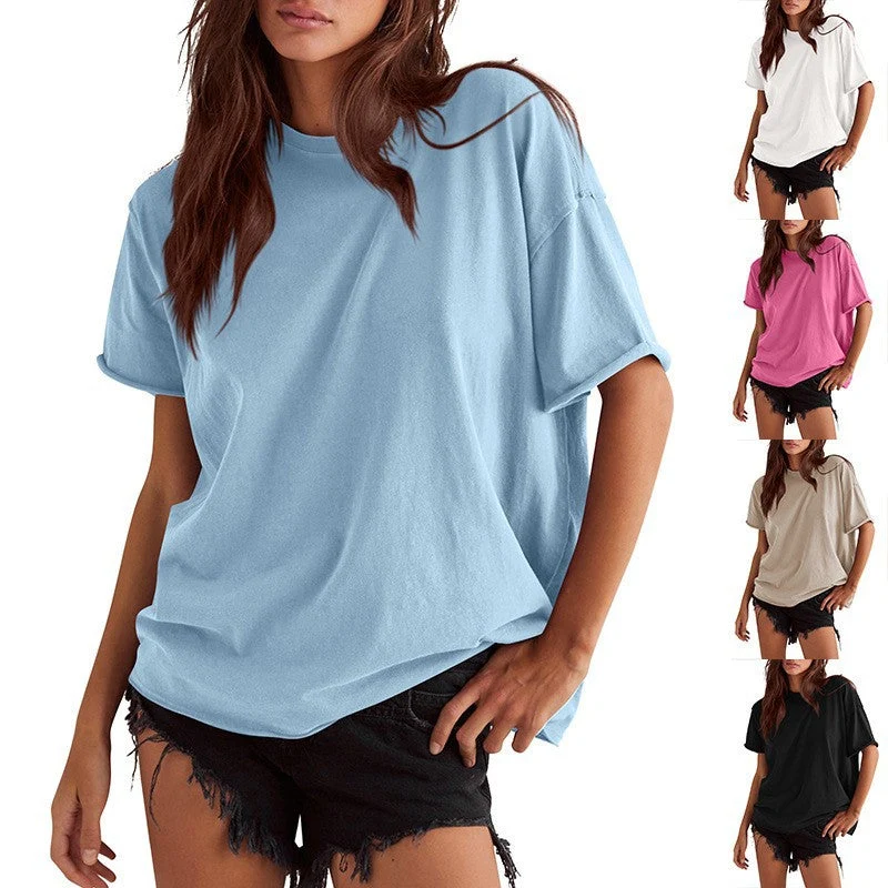 Damen Oversized T-Shirt aus hochwertiger Baumwolle mit eingewNord Taschentem Logo Nord Taschen