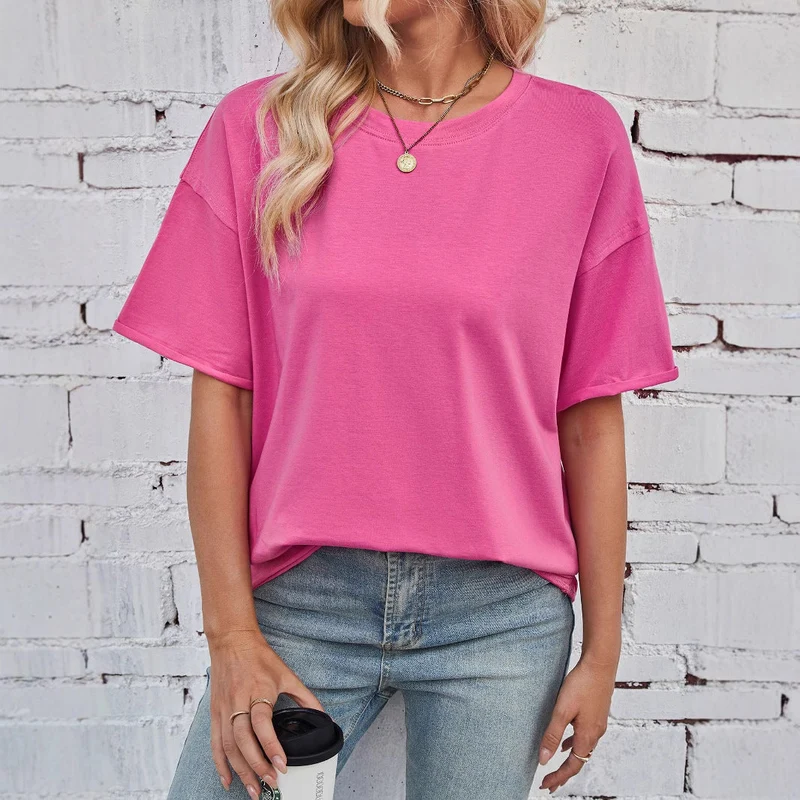 Damen Oversized T-Shirt aus hochwertiger Baumwolle mit eingewNord Taschentem Logo Nord Taschen