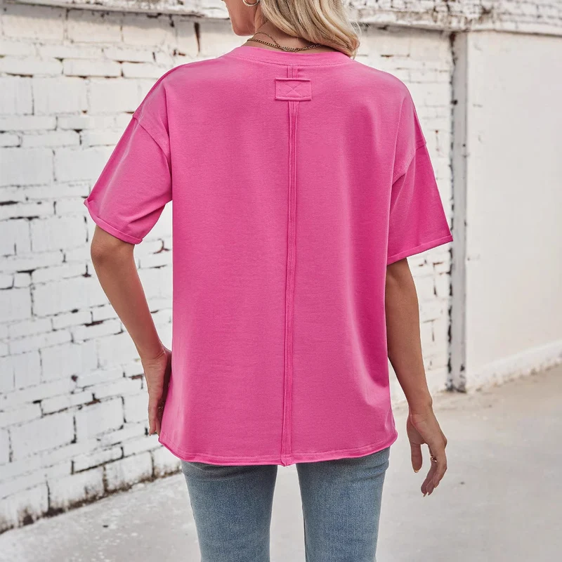 Damen Oversized T-Shirt aus hochwertiger Baumwolle mit eingewNord Taschentem Logo Nord Taschen