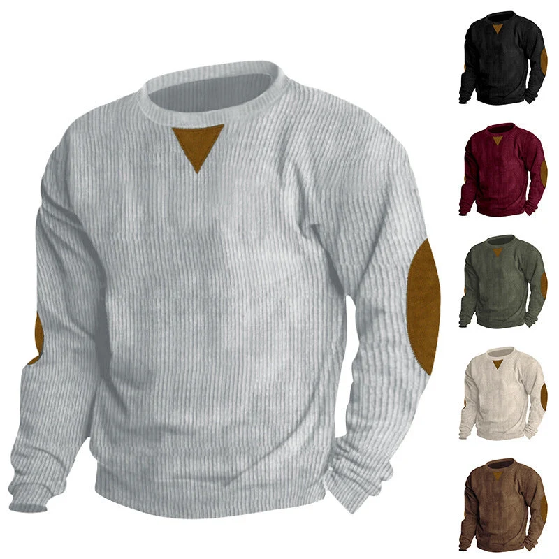 Herren Strickpullover mit einzigartigem strukturiertem Design und aufgesetzten Ellbogenpatches
