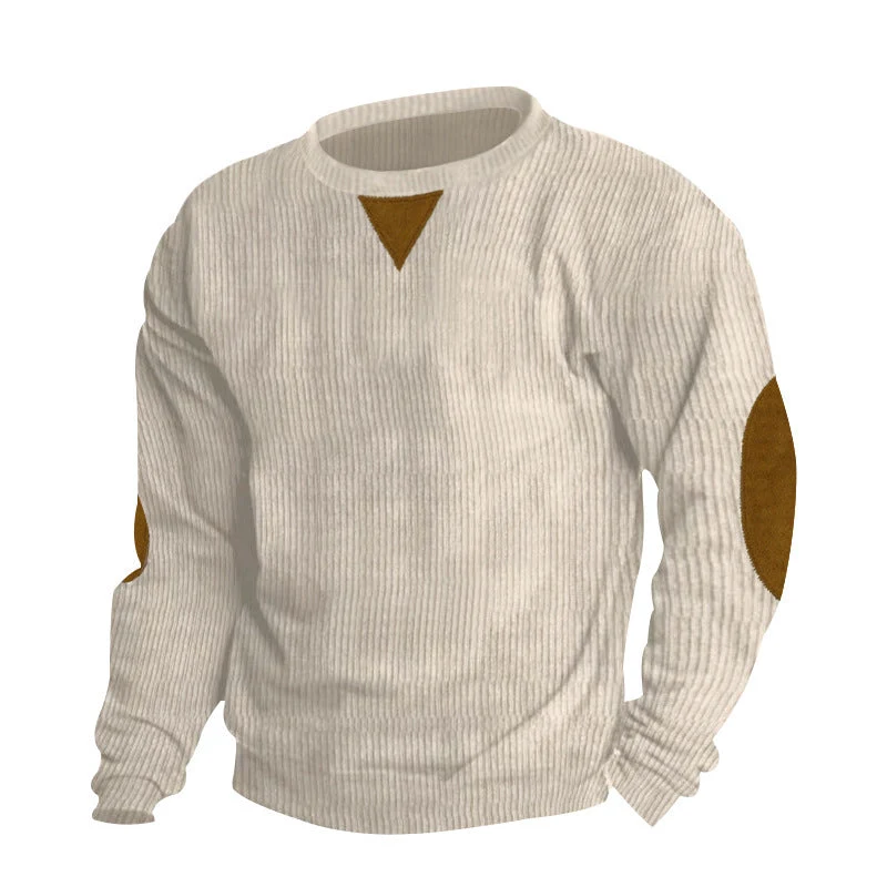 Herren Strickpullover mit einzigartigem strukturiertem Design und aufgesetzten Ellbogenpatches