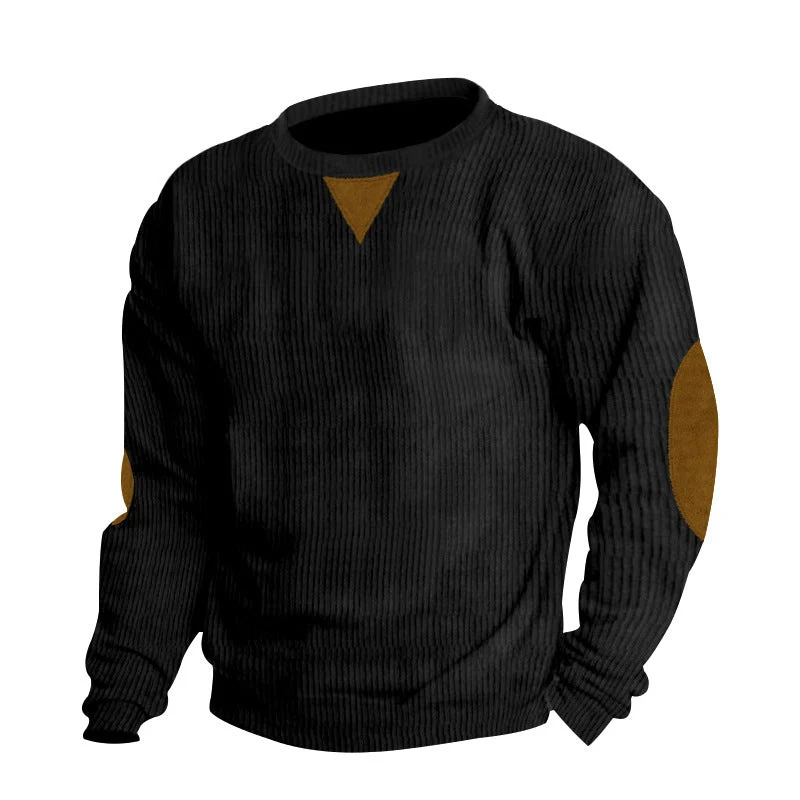 Herren Strickpullover mit einzigartigem strukturiertem Design und aufgesetzten Ellbogenpatches