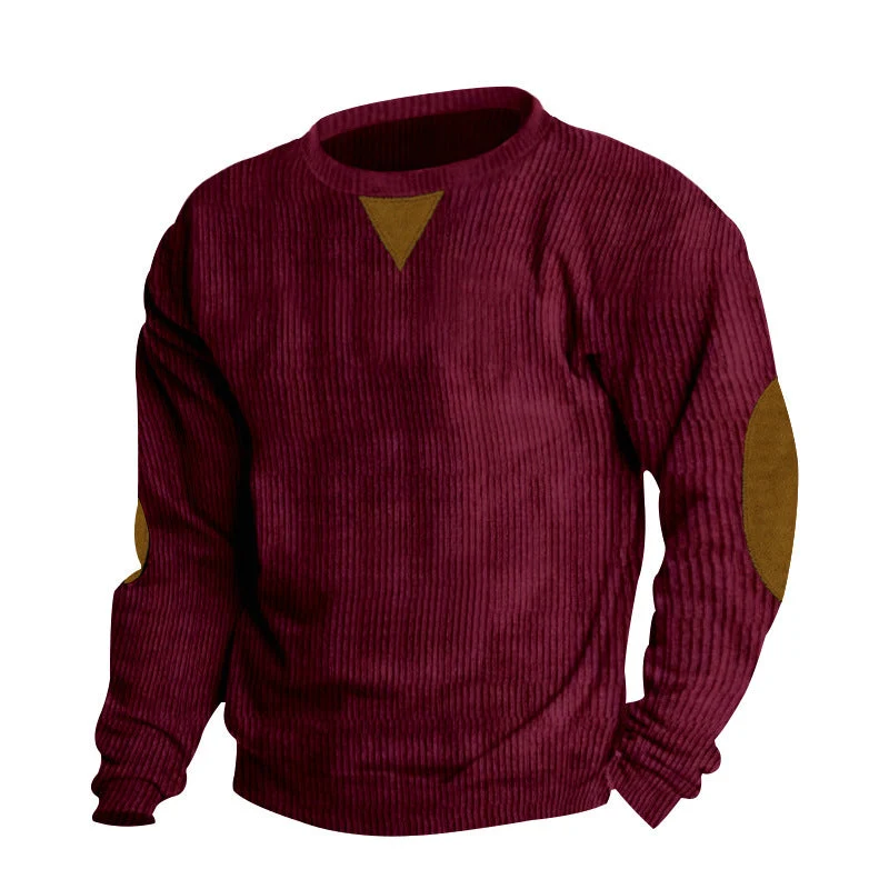 Herren Strickpullover mit einzigartigem strukturiertem Design und aufgesetzten Ellbogenpatches