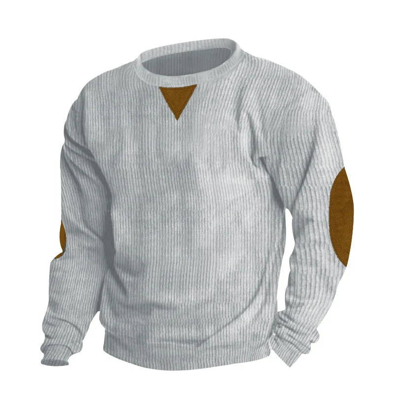Herren Strickpullover mit einzigartigem strukturiertem Design und aufgesetzten Ellbogenpatches