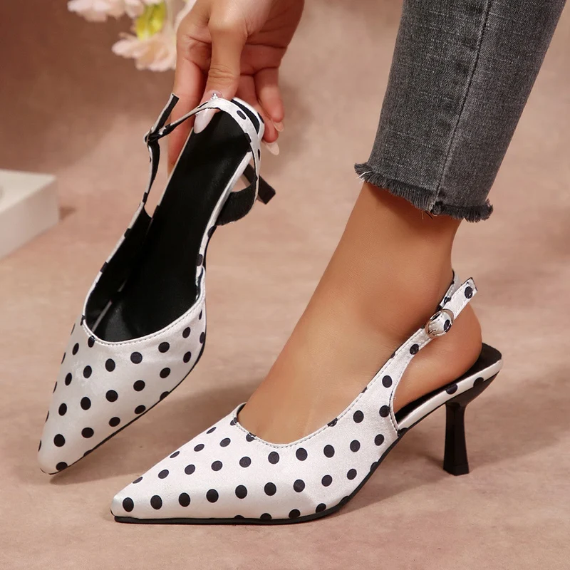 Damen Slingback-Pumps mit Punktmuster und elegantem Design