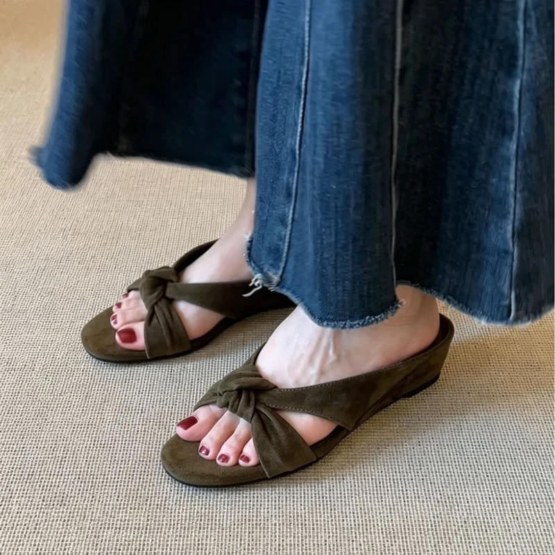 Damen elegante Bogenmuster-Sandalen mit geknotetem Riemendesign Nord Taschen