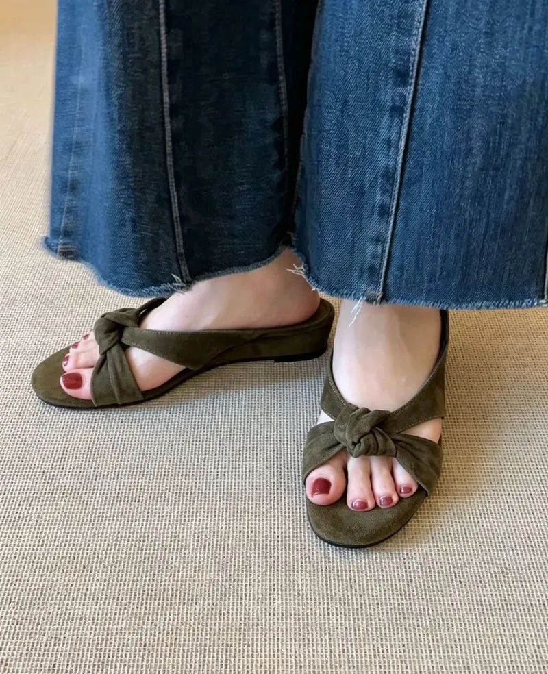 Damen elegante Bogenmuster-Sandalen mit geknotetem Riemendesign Nord Taschen