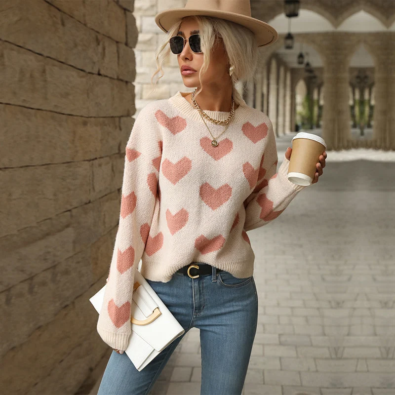 Damen Kuscheliger Strickpullover mit Herzmotiv
