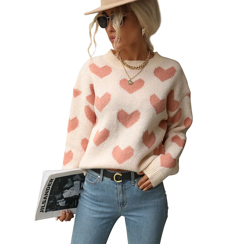 Damen Kuscheliger Strickpullover mit Herzmotiv