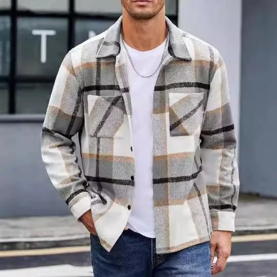Herren lässige Karomuster Hemdjacke