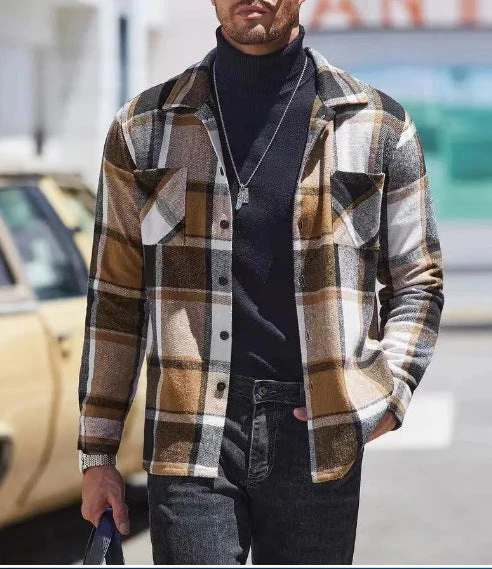 Herren lässige Karomuster Hemdjacke