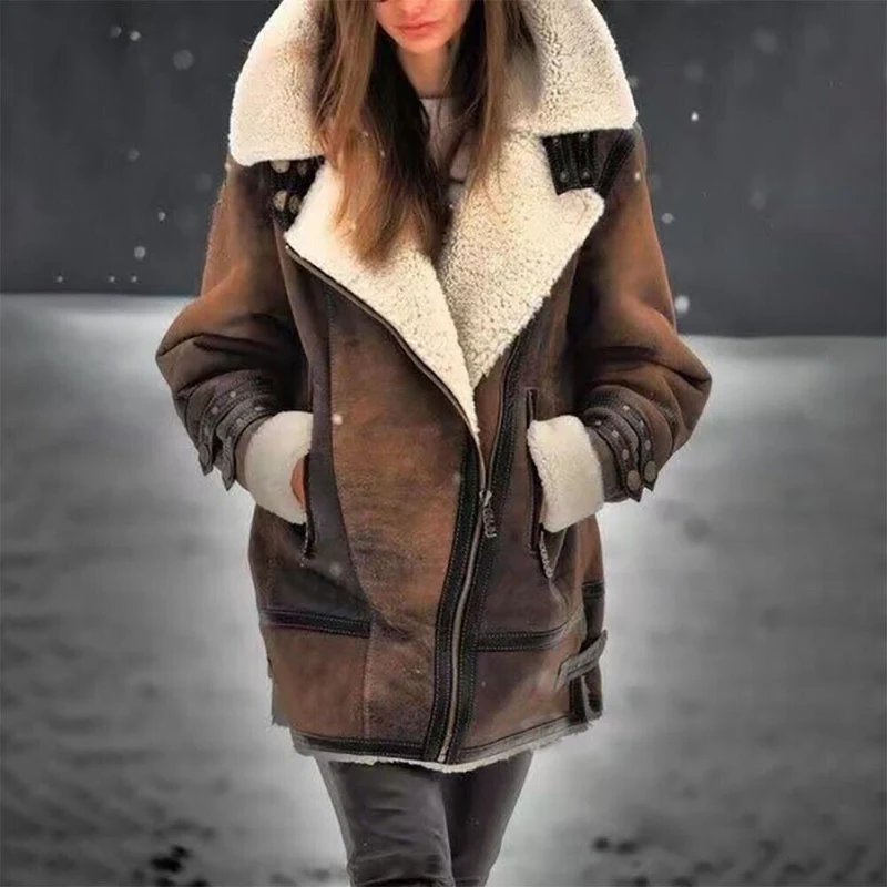 Damen Lammfellfliegerjacke