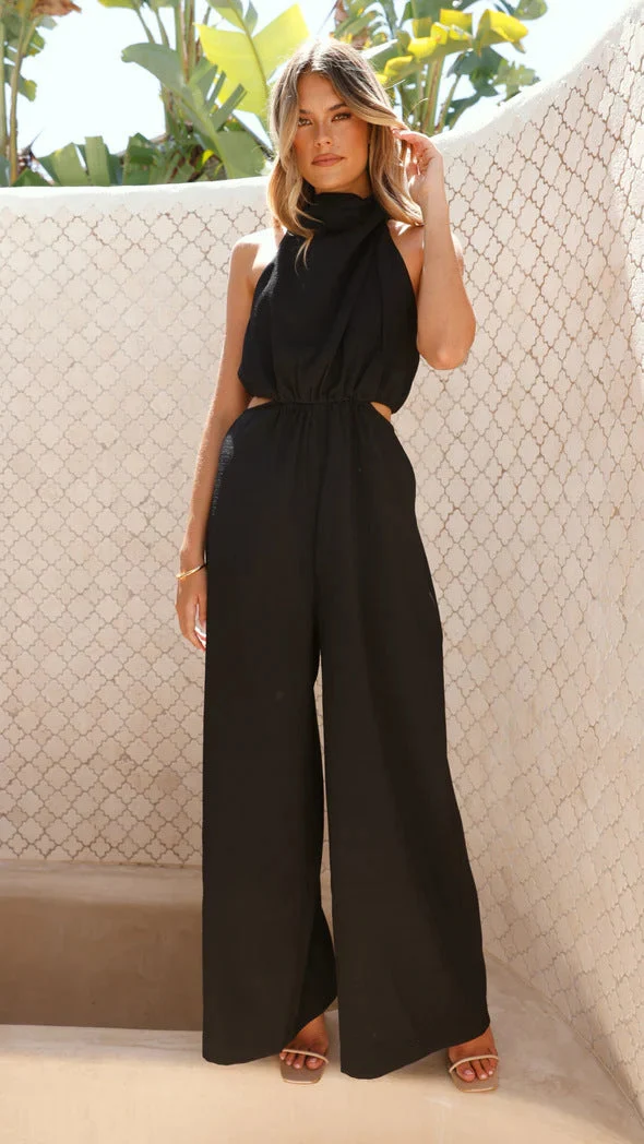 Damen Jumpsuit mit seitlichen Cut-Outs und komfortablem Weitbein-Design Nord Taschen