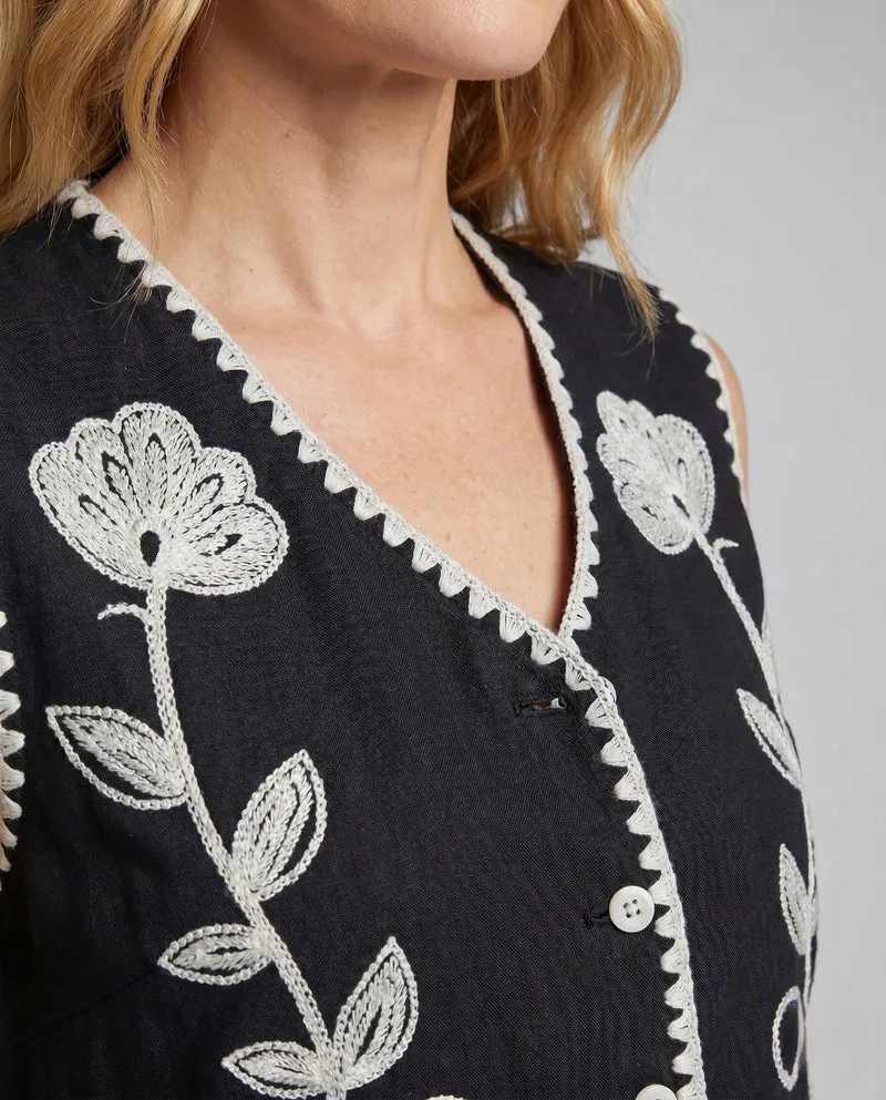 Damen gehäkelte Bluse mit floralen Applikationen Nord Taschen