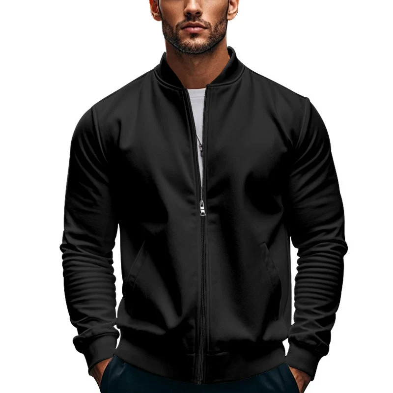 Herren elegante Bomberjacke mit stehendem Kragen und Reißverschluss