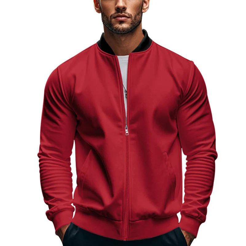 Herren elegante Bomberjacke mit stehendem Kragen und Reißverschluss
