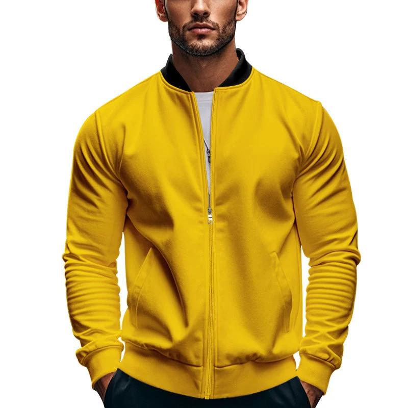Herren elegante Bomberjacke mit stehendem Kragen und Reißverschluss